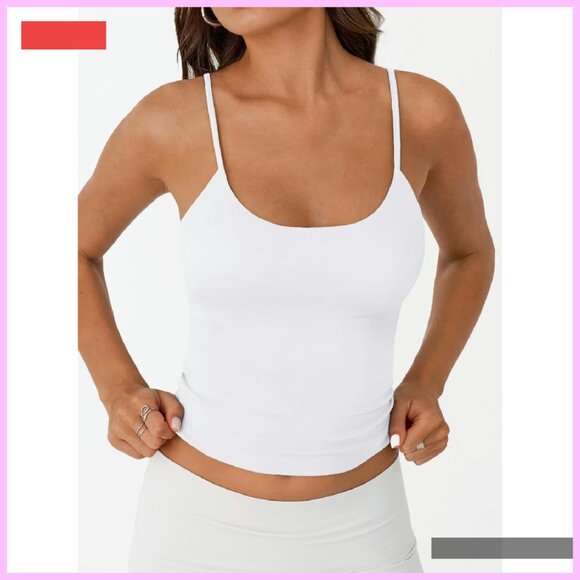 Double Lined Spaghetti Strap Tank Top, Y2K Workout Camisole, XS-L - Picture 2 of 4